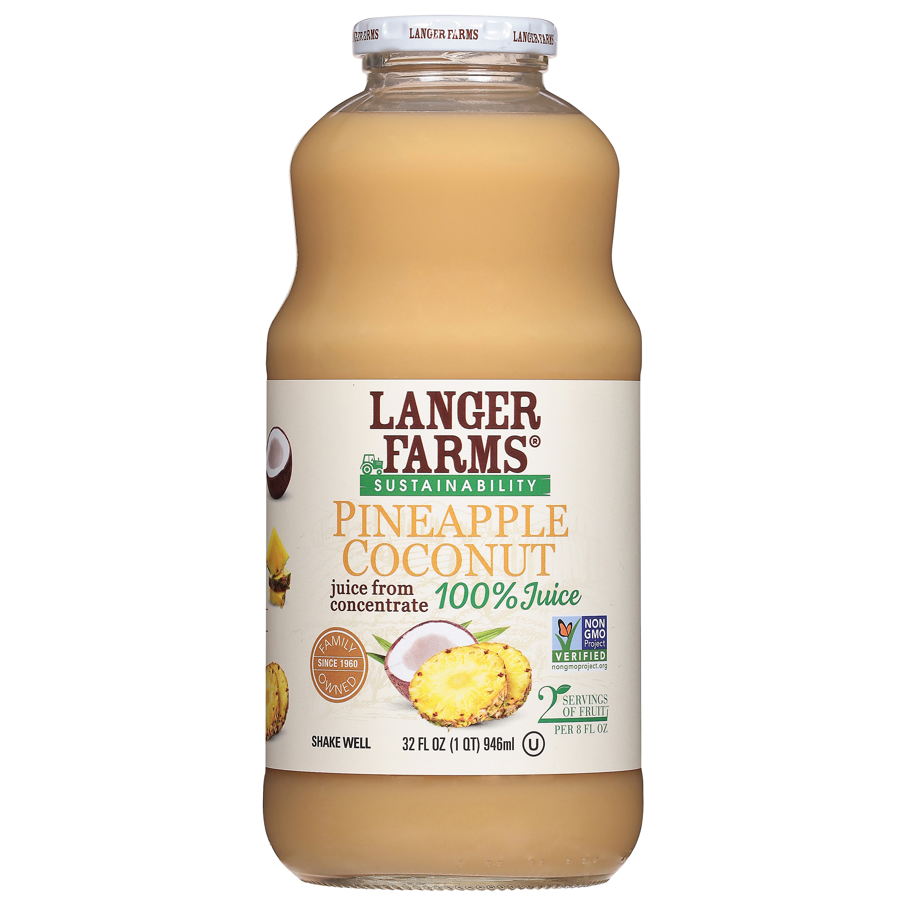 Langer Farms Pineapple Coconut 100% Juice 32 fl oz - Case of 6