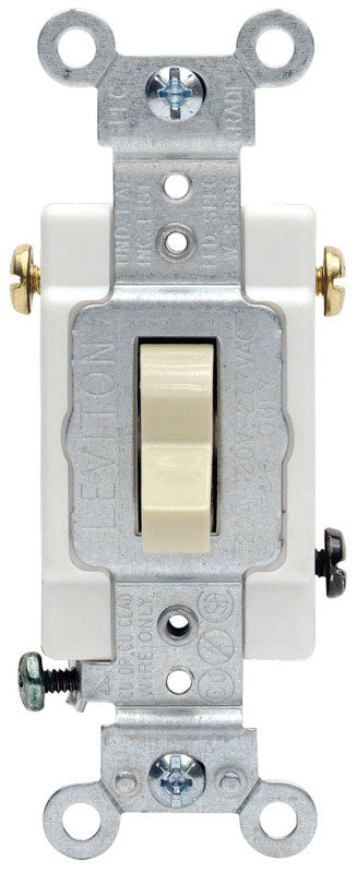 LEVITON - Leviton 20 amps Three Pole Toggle AC Quiet Switch Light Almond 1 pk