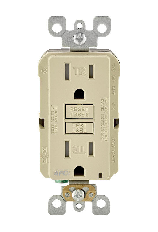 LEVITON - Leviton SmartlockPro 15 amps 125 V Ivory AFCI Outlet 5-15R 1 pk