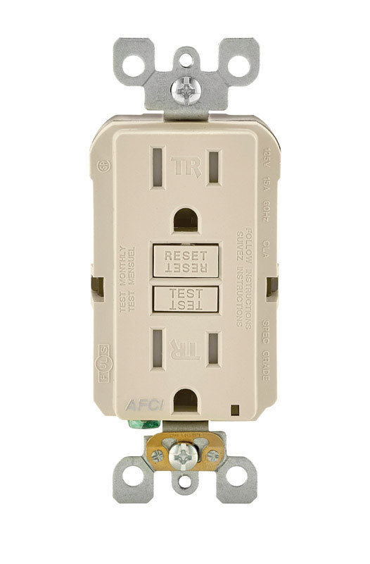 LEVITON - Leviton SmartlockPro 15 amps 120 V Light Almond AFCI Outlet 5-15R 1 pk