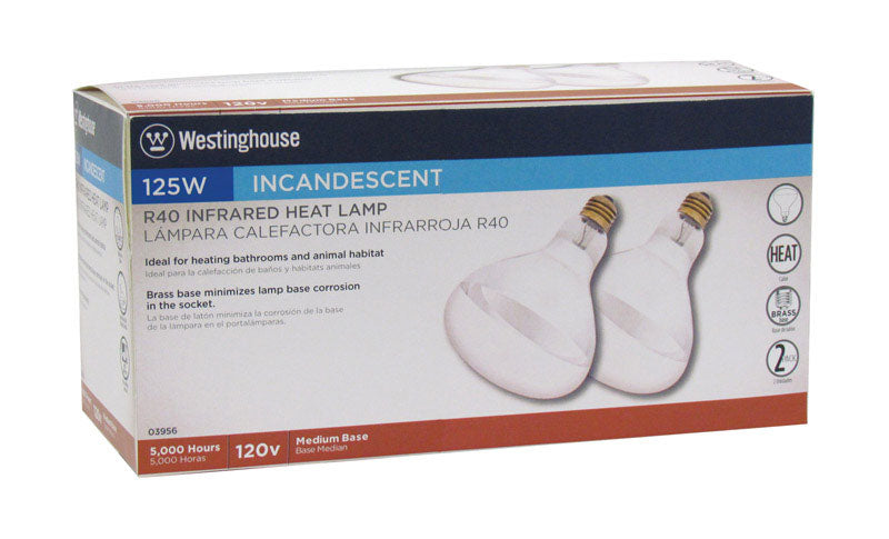 WESTINGHOUSE - Westinghouse 125 W R40 Heat Lamp Incandescent Light Bulb Medium Base Clear 2 pk