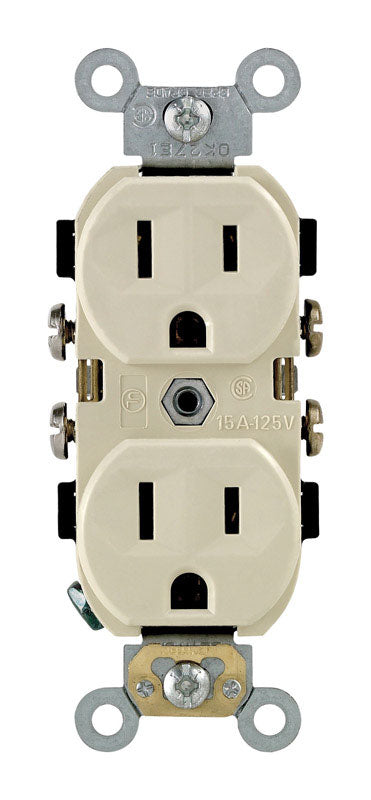 LEVITON - Leviton 15 amps 125 V Ivory Outlet 5-15R 1 pk