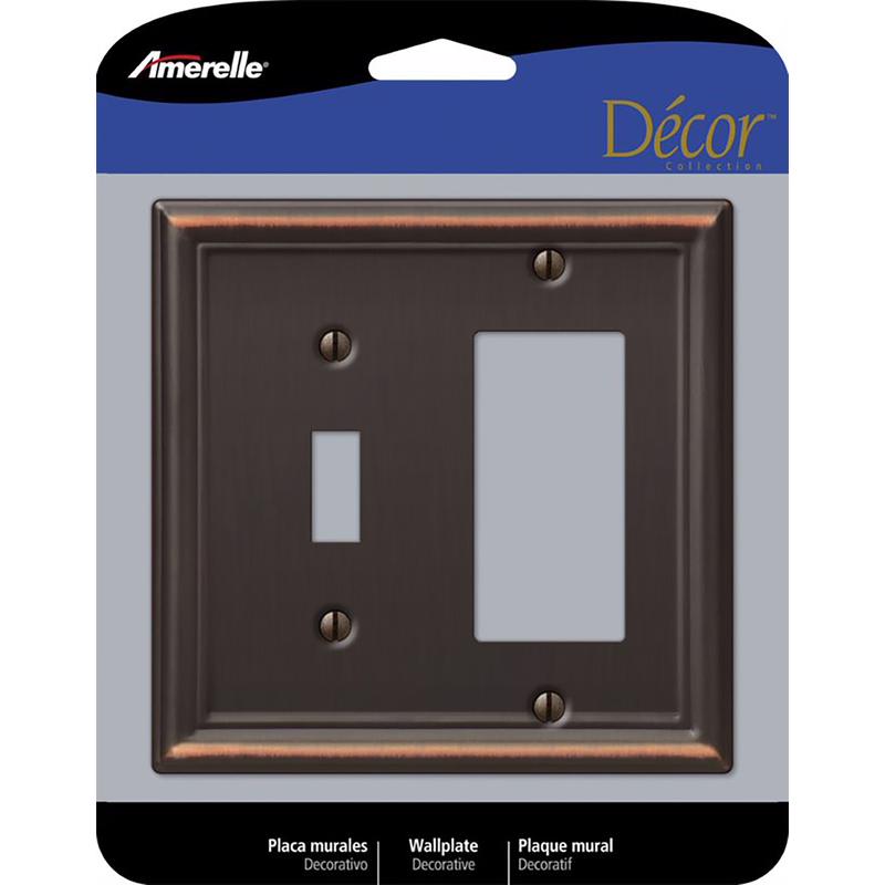 AMERELLE - Amerelle Chelsea Aged Bronze 2 gang Stamped Steel Decorator/Toggle Wall Plate 1 pk