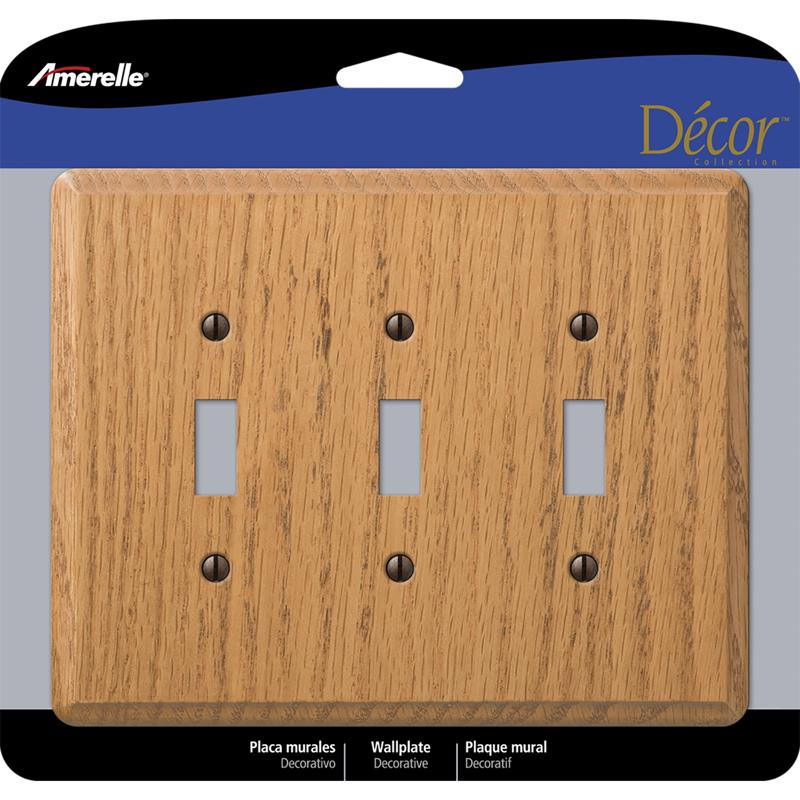 AMERELLE - Amerelle Contemporary Brown 3 gang Wood Toggle Wall Plate 1 pk