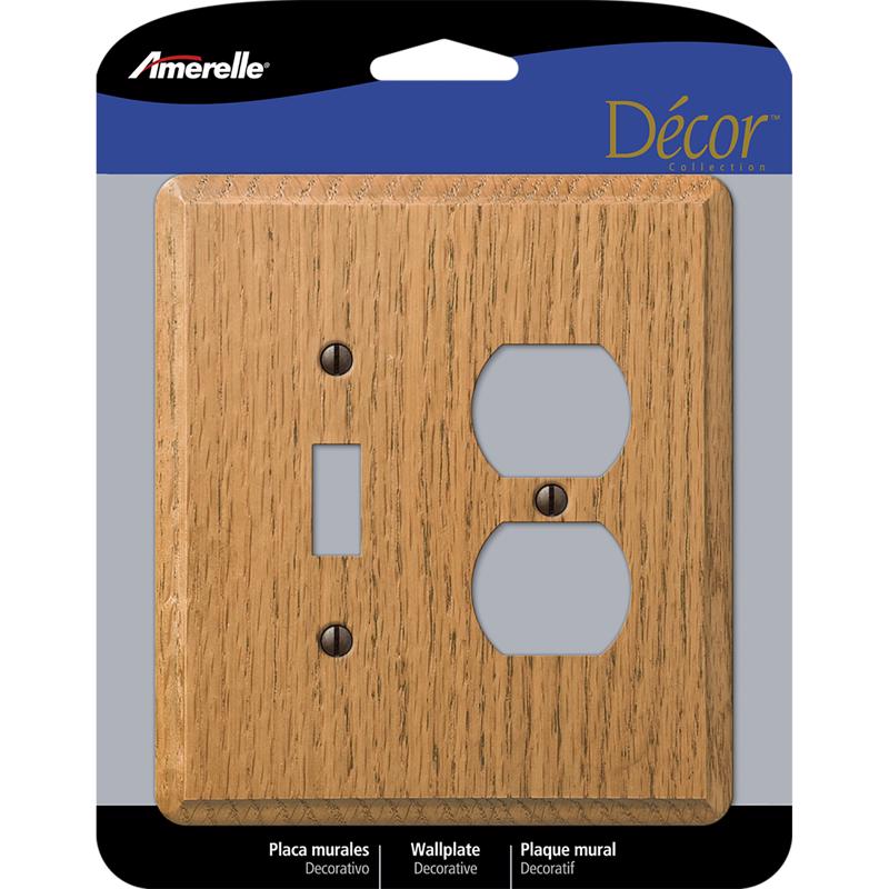 AMERELLE - Amerelle Contemporary Light Brown 2 gang Oak Wood Duplex/Toggle Wall Plate 1 pk