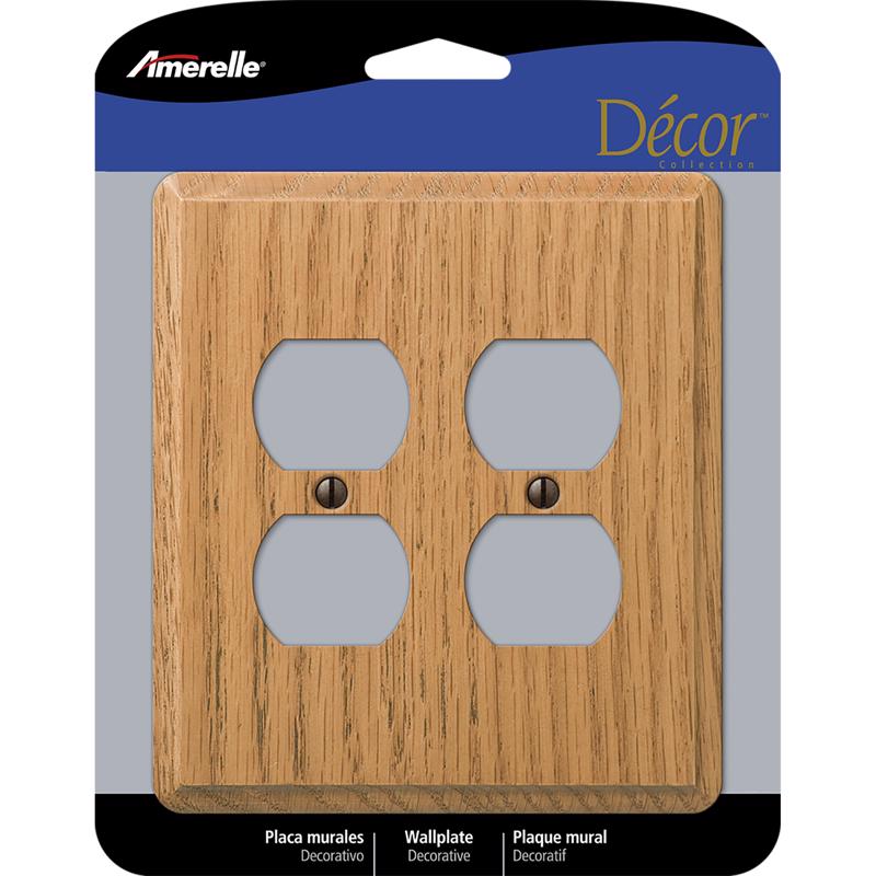 AMERELLE - Amerelle Contemporary Light Brown 2 gang Oak Wood Duplex Wall Plate 1 pk