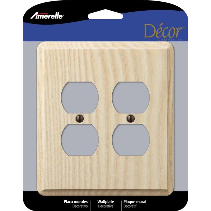 AMERELLE - Amerelle Contemporary Unfinished Beige 2 gang Ash Wood Duplex Wall Plate 1 pk