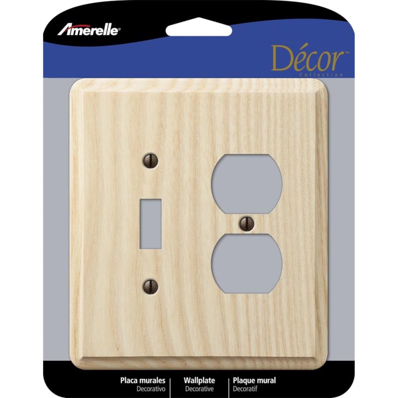 AMERELLE - Amerelle Contemporary Unfinished Beige 2 gang Ash Wood Duplex/Toggle Wall Plate 1 pk