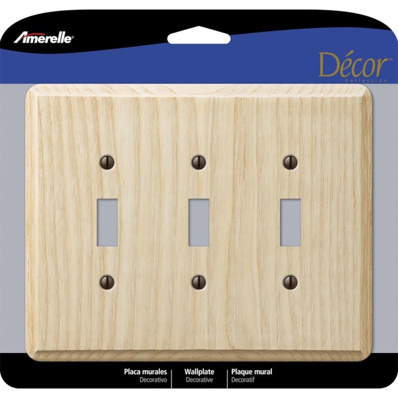 AMERELLE - Amerelle Contemporary Unfinished Beige 3 gang Wood Toggle Wall Plate 1 pk