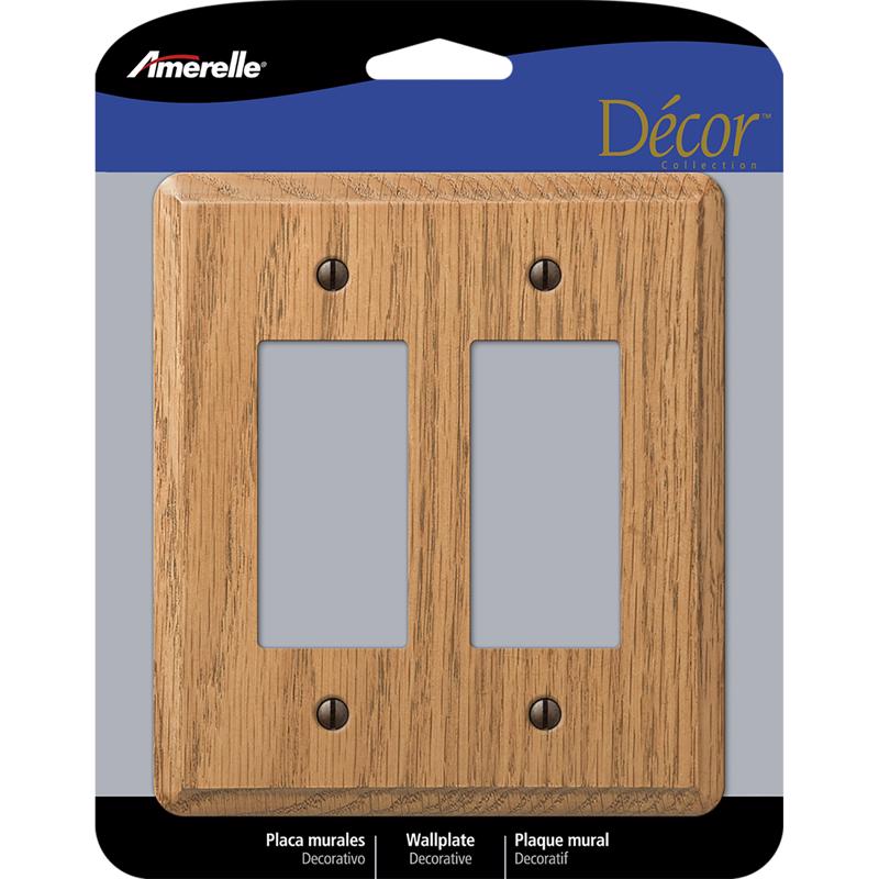 AMERELLE - Amerelle Contemporary Brown 2 gang Wood Decorator Wall Plate 1 pk