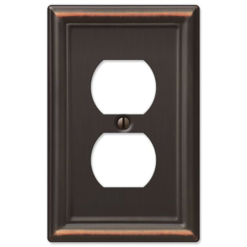 AMERELLE - Amerelle Chelsea Aged Bronze 1 gang Stamped Steel Duplex Wall Plate 1 pk