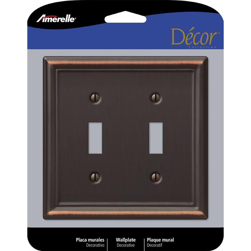 AMERELLE - Amerelle Chelsea Aged Bronze 2 gang Stamped Steel Toggle Wall Plate 1 pk