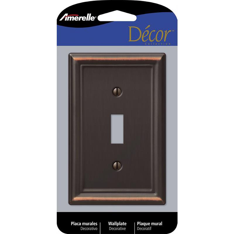 AMERELLE - Amerelle Chelsea Aged Bronze 1 gang Stamped Steel Toggle Wall Plate 1 pk