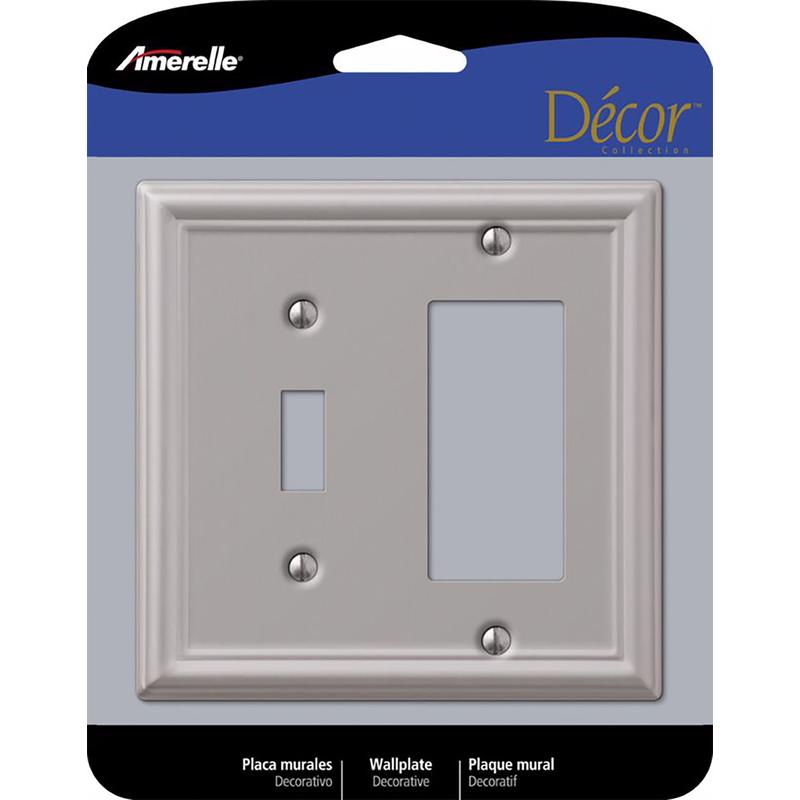 AMERELLE - Amerelle Chelsea Brushed Nickel 2 gang Stamped Steel Decorator/Toggle Wall Plate 1 pk