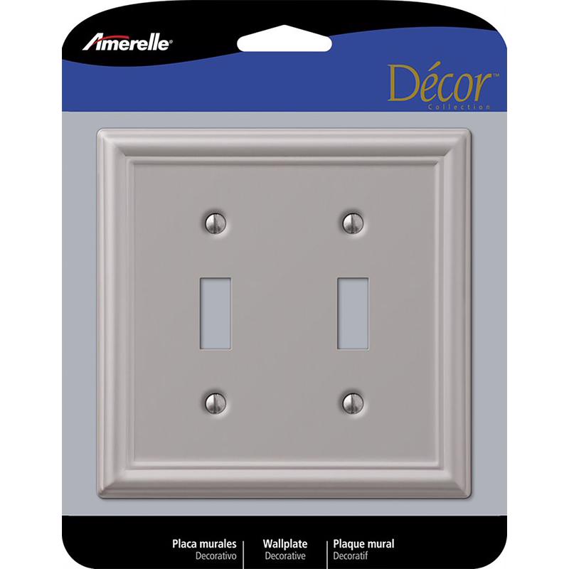 AMERELLE - Amerelle Chelsea Brushed Nickel 2 gang Stamped Steel Toggle Wall Plate 1 pk