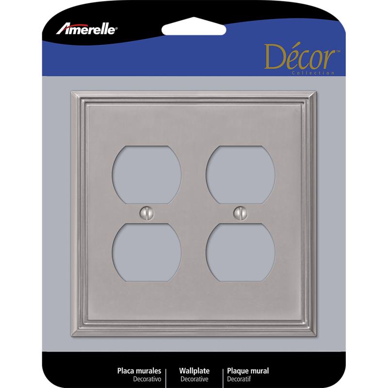 AMERELLE - Amerelle Metro Brushed Nickel 2 gang Die-Cast Metal Duplex Wall Plate 1 pk