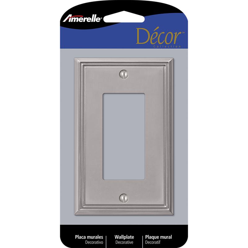 AMERELLE - Amerelle Metro Brushed Nickel 1 gang Die-Cast Metal Decorator Wall Plate 1 pk