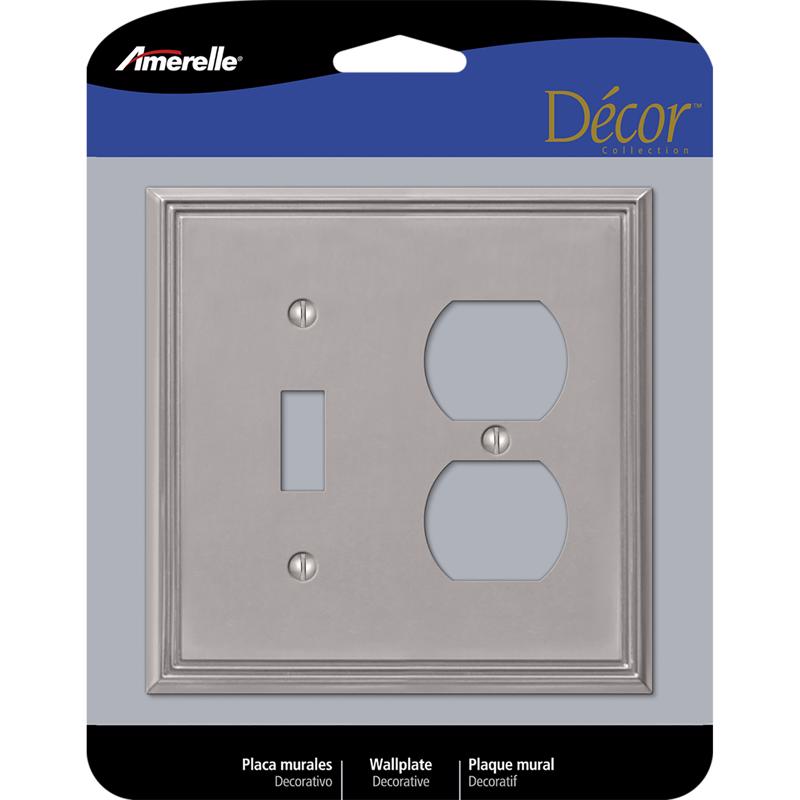 AMERELLE - Amerelle Metro Brushed Nickel 2 gang Die-Cast Metal Toggle Wall Plate 1 pk [77TDBN]