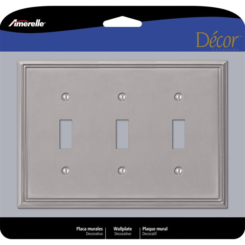 AMERELLE - Amerelle Metro Brushed Nickel 3 gang Die-Cast Metal Toggle Wall Plate 1 pk