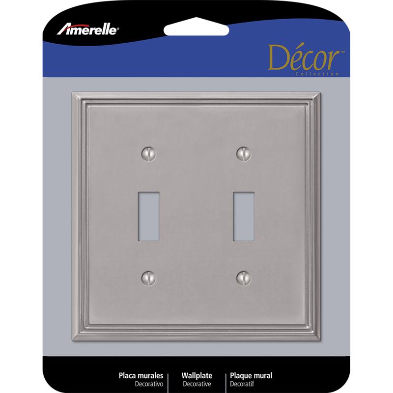 AMERELLE - Amerelle Metro Brushed Nickel 2 gang Die-Cast Metal Toggle Wall Plate 1 pk [77TTBN]