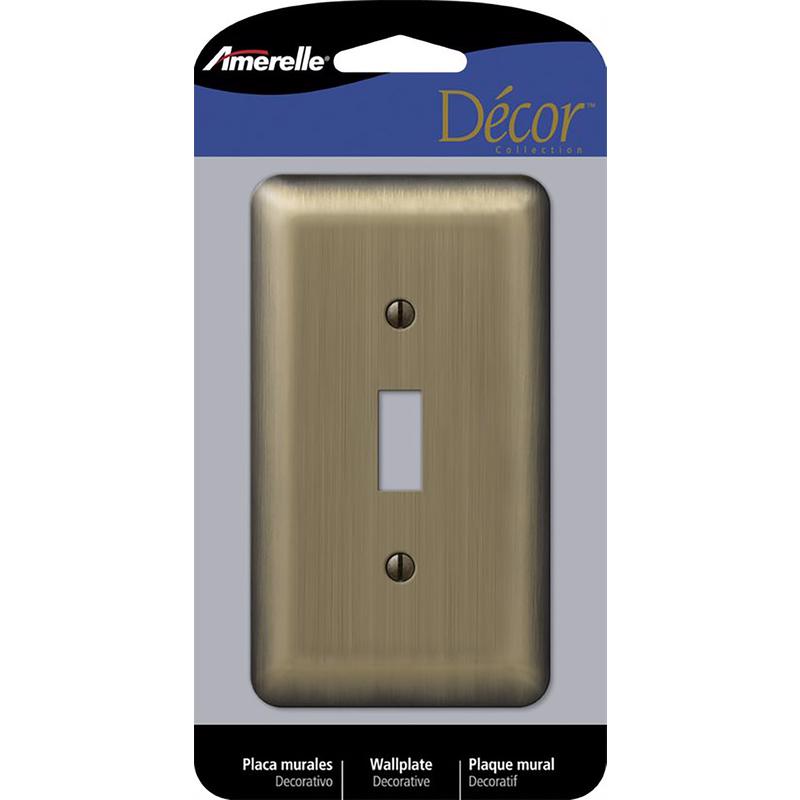 AMERELLE - Amerelle Devon Brushed Brass 1 gang Stamped Steel Toggle Wall Plate 1 pk