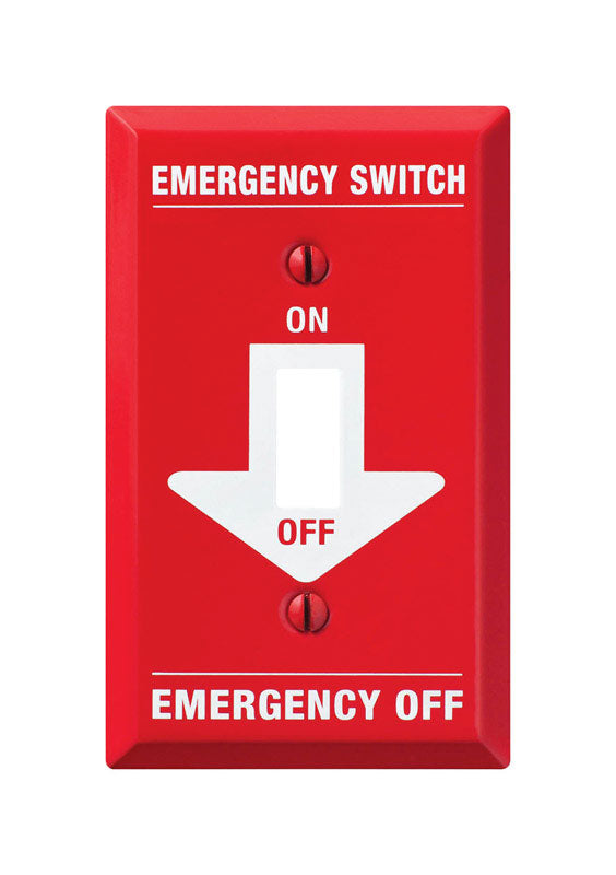 AMERELLE - Amerelle Pro Emergency Red/White 1 gang Stamped Steel Toggle Emergency Switch Wall Plate 1 pk