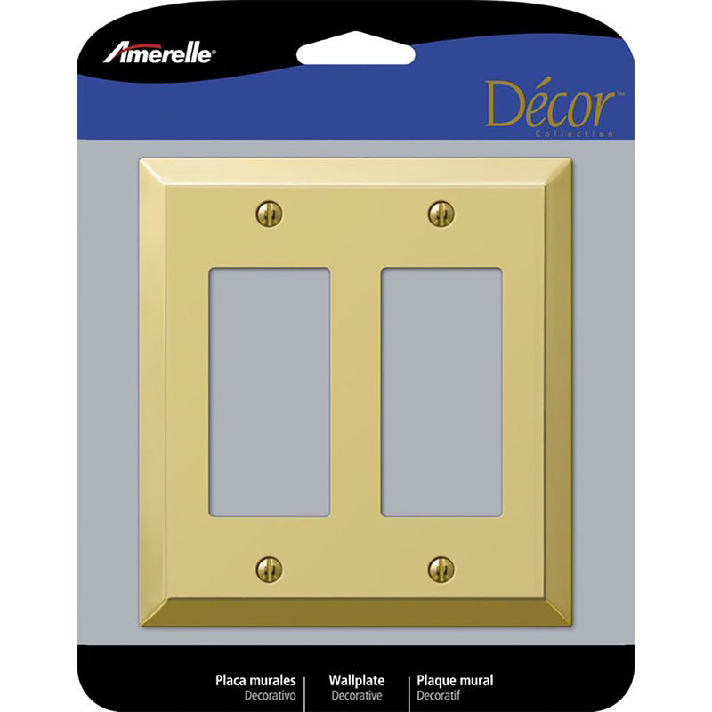 AMERELLE - Amerelle Century Polished Brass 2 gang Stamped Steel Decorator Wall Plate 1 pk