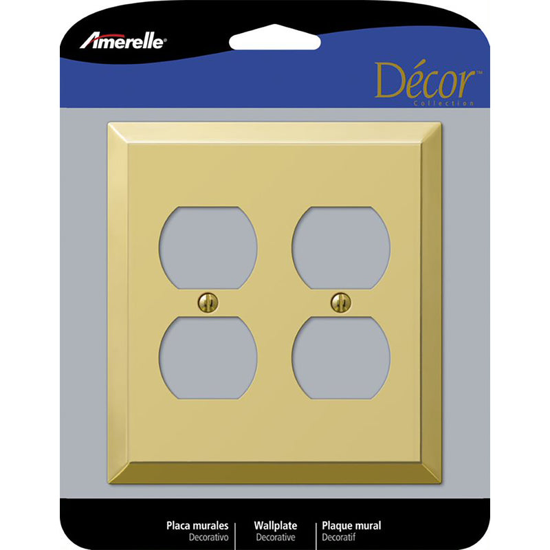 AMERELLE - Amerelle Century Polished Brass 2 gang Stamped Steel Duplex Wall Plate 1 pk