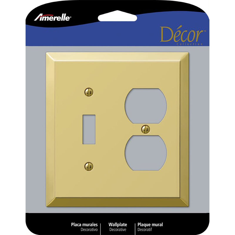 AMERELLE - Amerelle Century Polished Brass 2 gang Stamped Steel Duplex/Toggle Wall Plate 1 pk