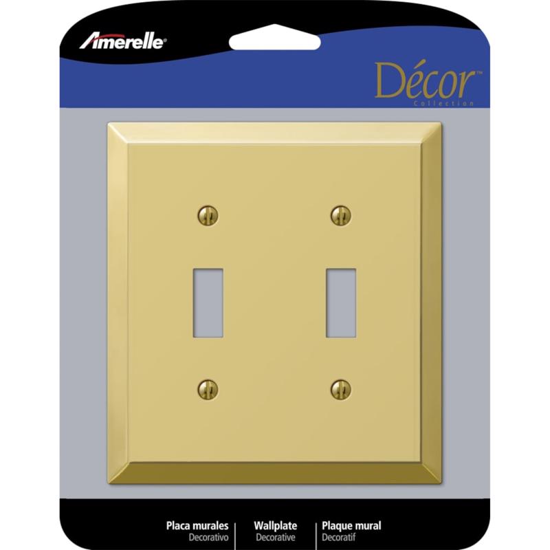 AMERELLE - Amerelle Century Polished Brass 2 gang Stamped Steel Toggle Wall Plate 1 pk