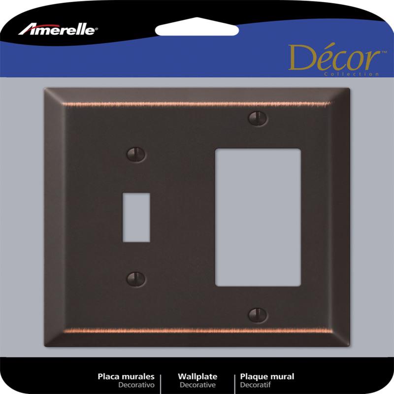 AMERELLE - Amerelle Century Aged Bronze 2 gang Stamped Steel Decorator/Toggle Wall Plate 1 pk