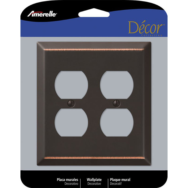 AMERELLE - Amerelle Century Aged Bronze 2 gang Stamped Steel Duplex Wall Plate 1 pk