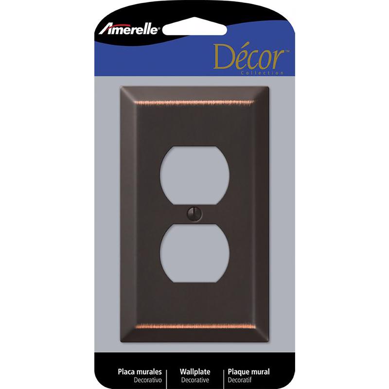 AMERELLE - Amerelle Century Aged Bronze 1 gang Stamped Steel Duplex Wall Plate 1 pk