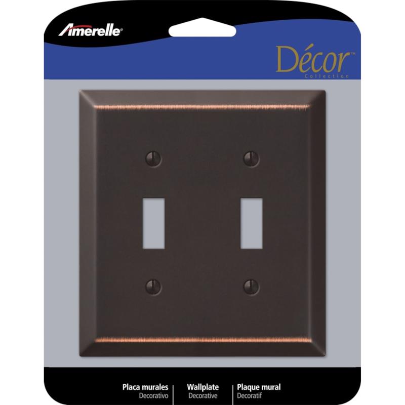 AMERELLE - Amerelle Century Antique Bronze 2 gang Stamped Steel Toggle Wall Plate 1 pk