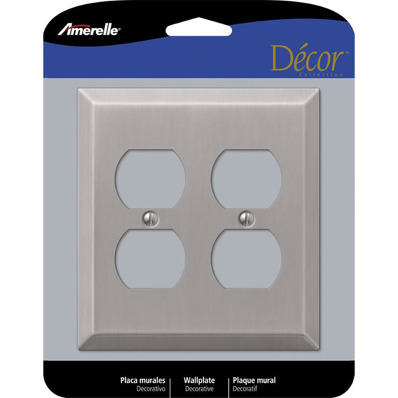 AMERELLE - Amerelle Century Brushed Nickel 2 gang Stamped Steel Duplex Wall Plate 1 pk