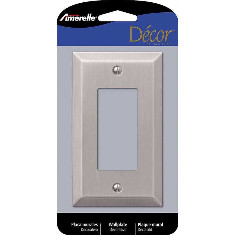 AMERELLE - Amerelle Century Brushed Nickel 1 gang Stamped Steel Decorator Wall Plate 1 pk