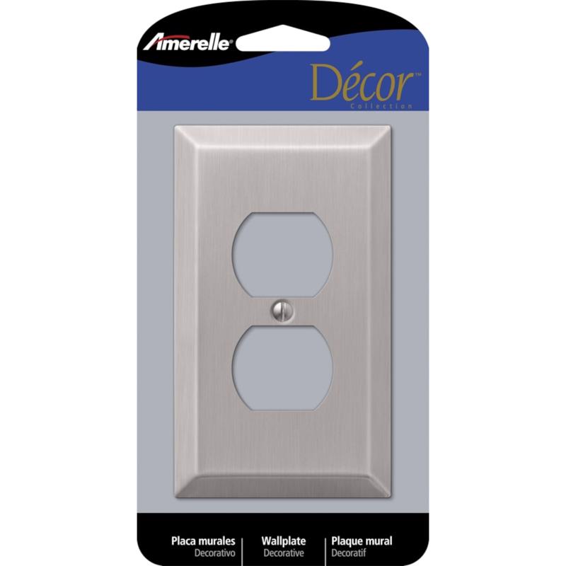 AMERELLE - Amerelle Century Brushed Nickel 1 gang Stamped Steel Duplex Wall Plate 1 pk