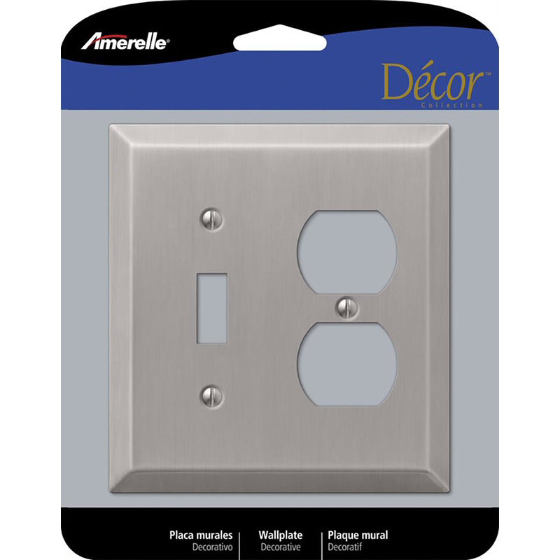 AMERELLE - Amerelle Century Brushed Nickel 2 gang Stamped Steel Duplex/Toggle Wall Plate 1 pk