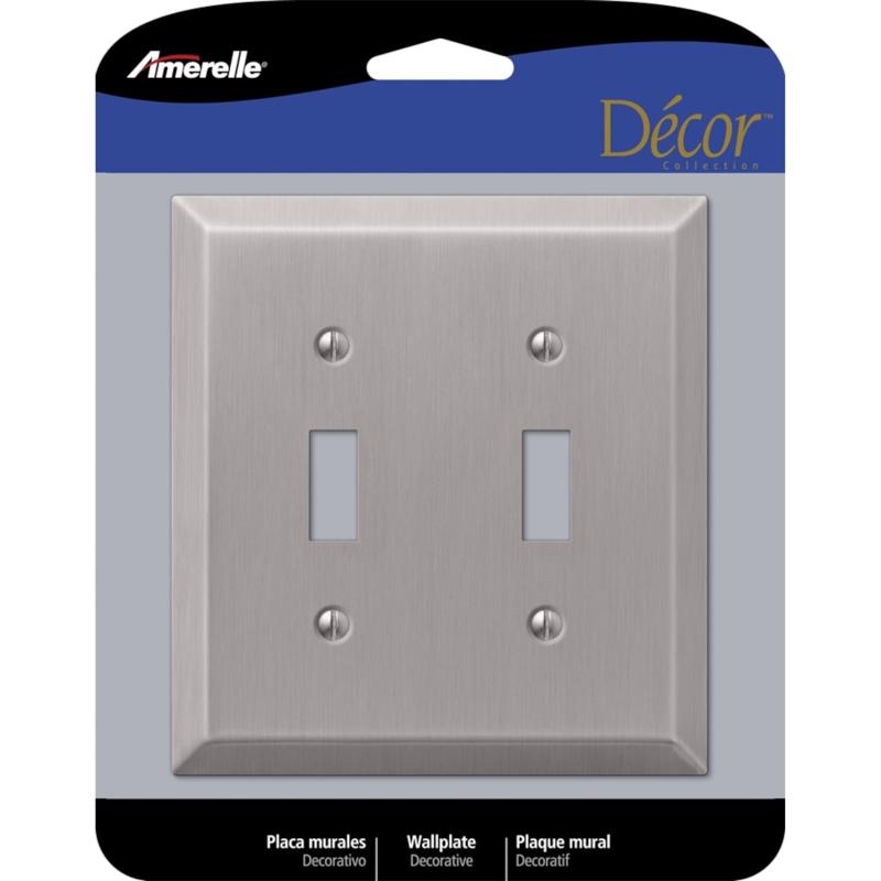 AMERELLE - Amerelle Century Brushed Nickel 2 gang Stamped Steel Toggle Wall Plate 1 pk [163TTBN]