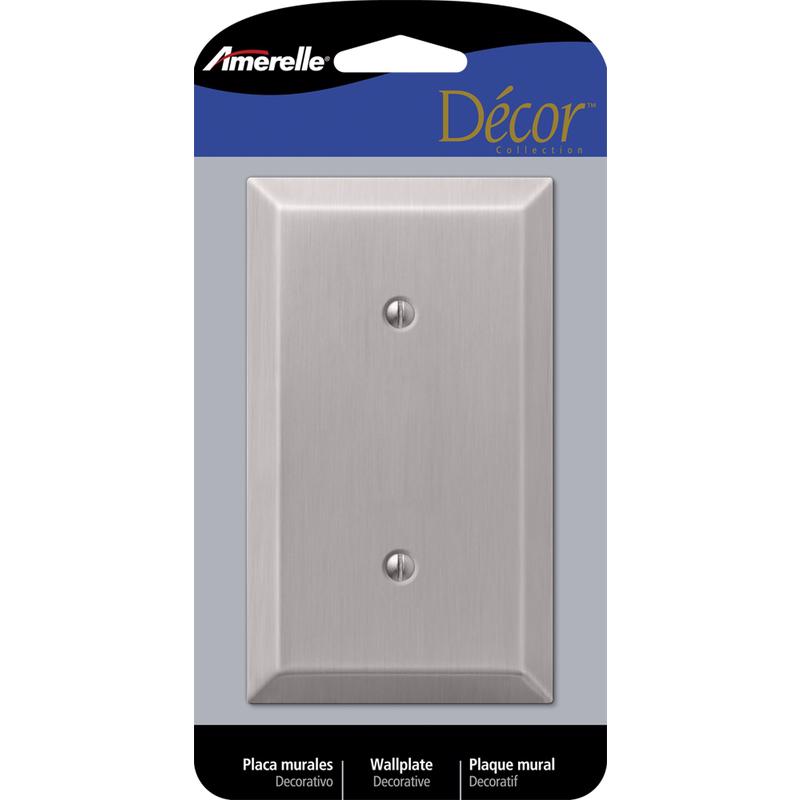 AMERELLE - Amerelle Century Brushed Nickel 1 gang Stamped Steel Blank Wall Plate 1 pk