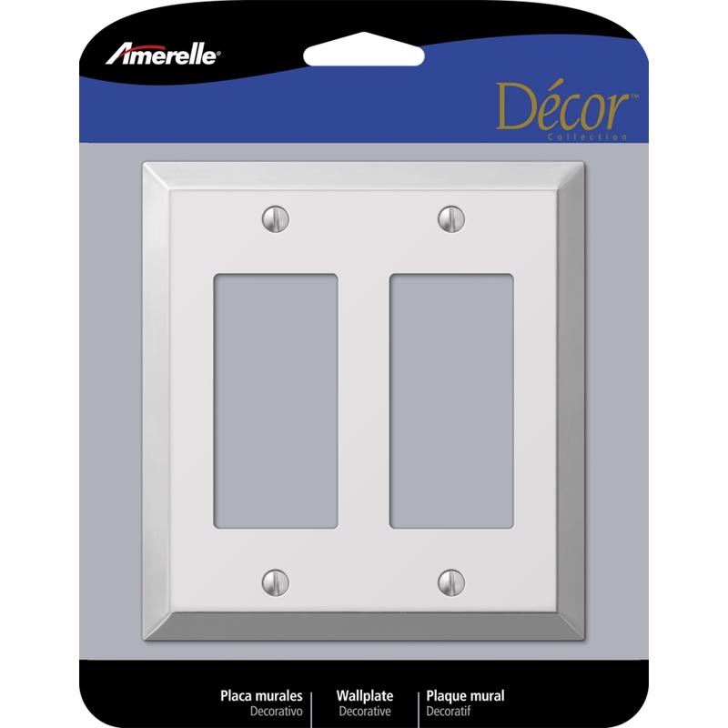 AMERELLE - Amerelle Century Polished Chrome 2 gang Stamped Steel Decorator Wall Plate 1 pk