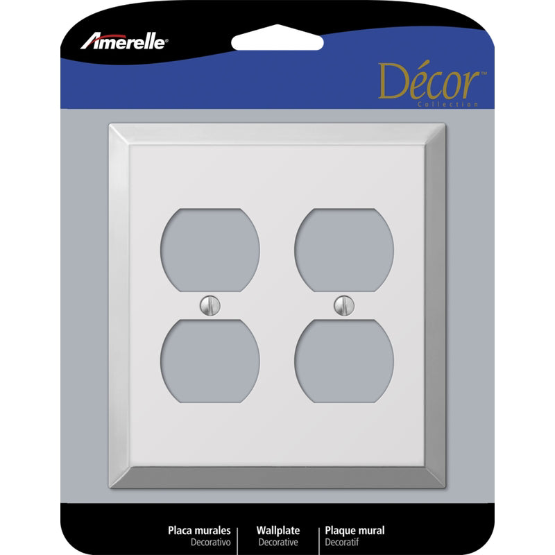 AMERELLE - Amerelle Century Polished Chrome 2 gang Stamped Steel Duplex Wall Plate 1 pk