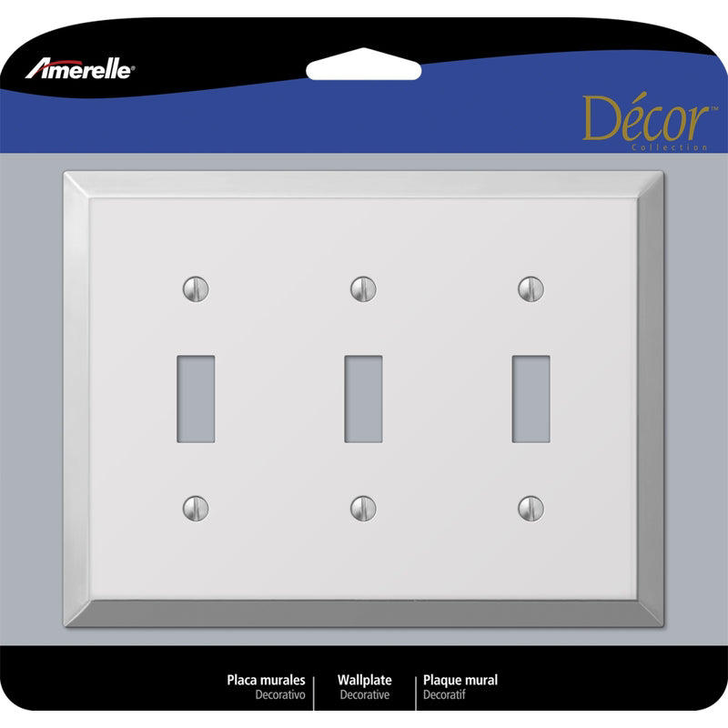 AMERELLE - Amerelle Century Polished Chrome 3 gang Stamped Steel Toggle Wall Plate 1 pk