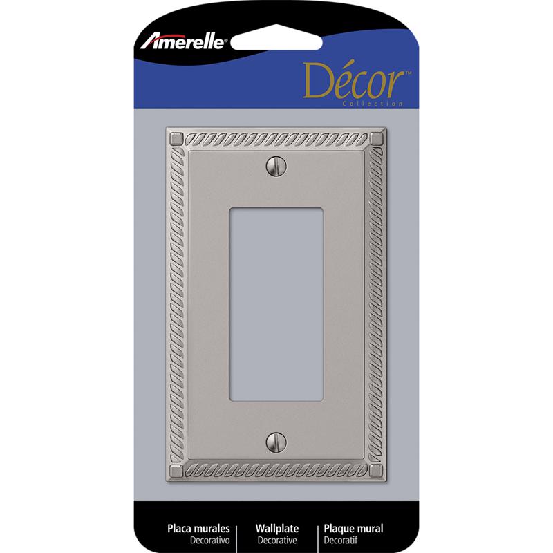 AMERELLE - Amerelle Georgian Satin Nickel 1 gang Die-Cast Metal Decorator Wall Plate 1 pk