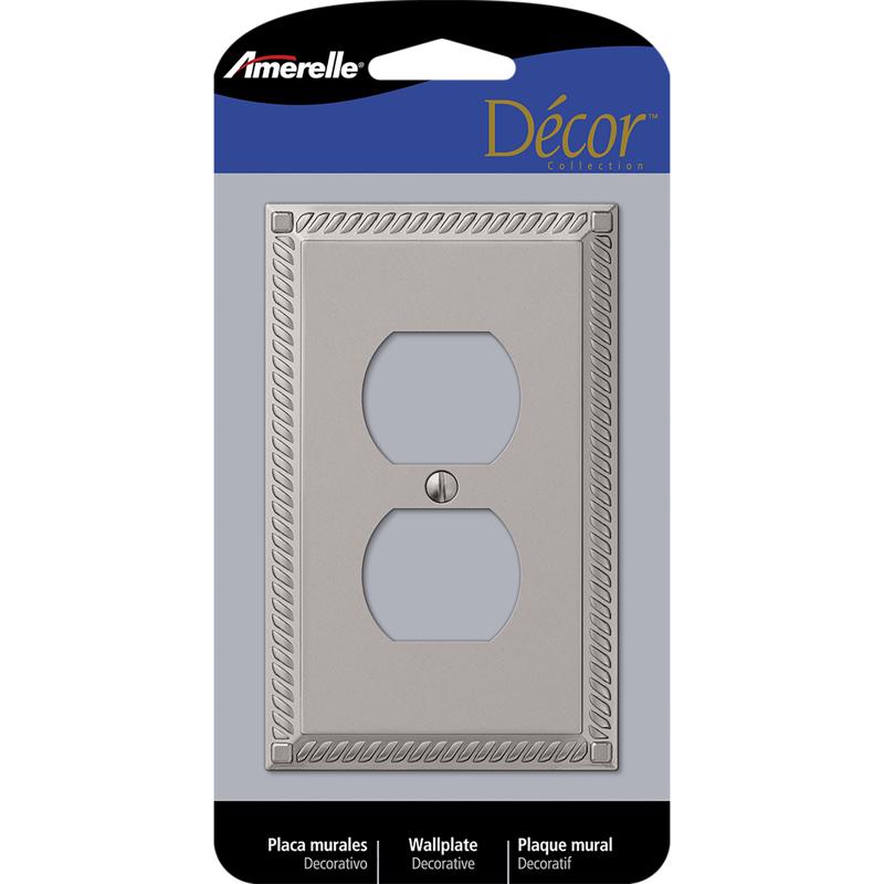 AMERELLE - Amerelle Georgian Satin Nickel 1 gang Die-Cast Metal Duplex Wall Plate 1 pk