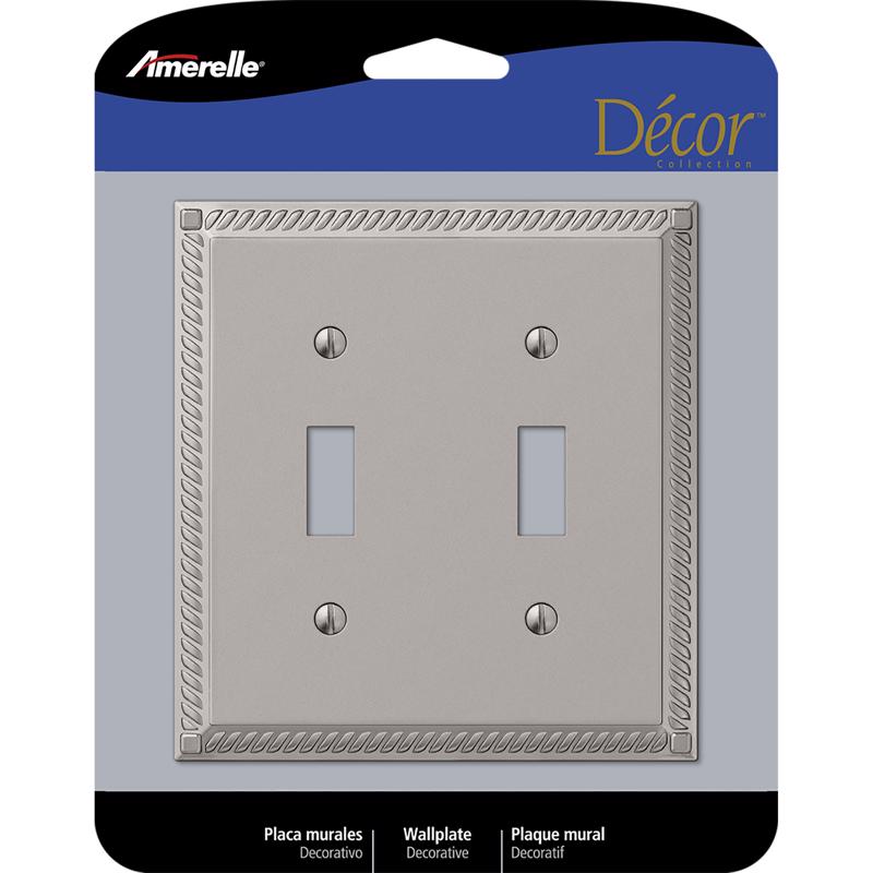 AMERELLE - Amerelle Georgian Satin Nickel 2 gang Die-Cast Metal Toggle Wall Plate 1 pk