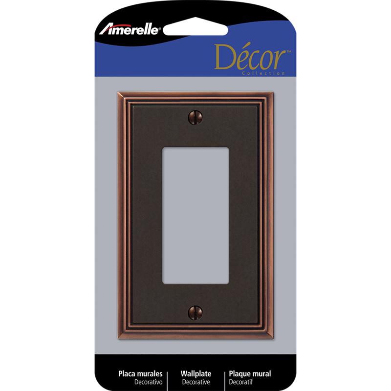 AMERELLE - Amerelle Metro Aged Bronze 1 gang Die-Cast Metal Decorator Wall Plate 1 pk