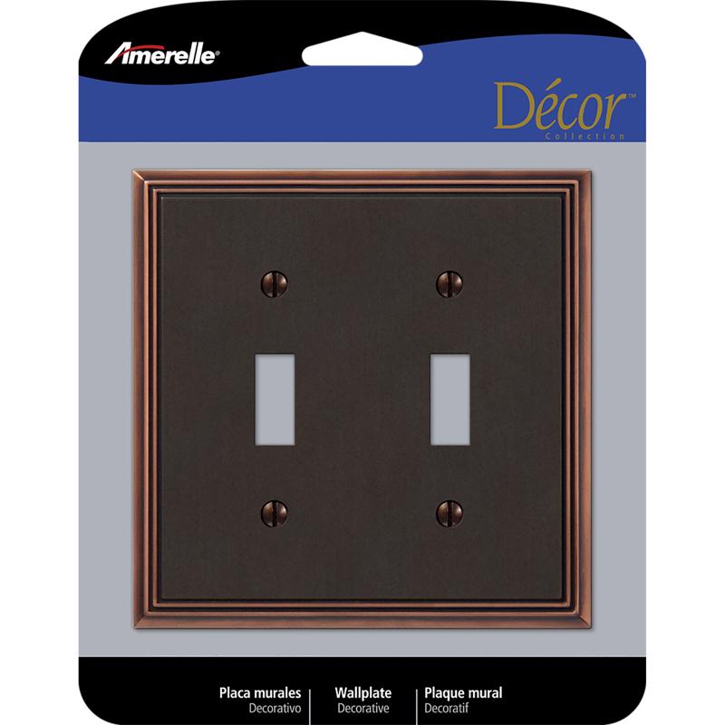 AMERELLE - Amerelle Metro Aged Bronze 2 gang Die-Cast Metal Toggle Wall Plate 1 pk