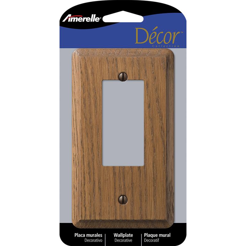 AMERELLE - Amerelle Contemporary Brown 1 gang Oak Wood Decorator Wall Plate 1 pk