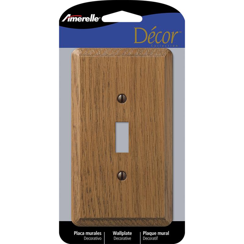 AMERELLE - Amerelle Contemporary Medium Brown 1 gang Oak Wood Toggle Wall Plate 1 pk